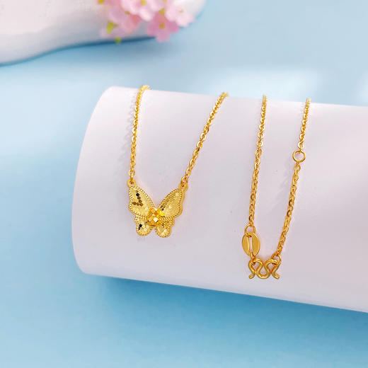 【限时克减150元】足金999.9 #九紫离火 【精品】实心鱼鳞串珠蝴蝶调节套链(AWWTL00219)预售产品下单后不退款不退货不换货不补差价 商品图1