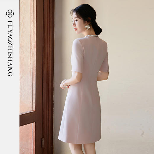 FUYAO扶摇 醋酸小香风连衣裙女不规则初夏绝美裙子中式盘扣西装裙 商品图4