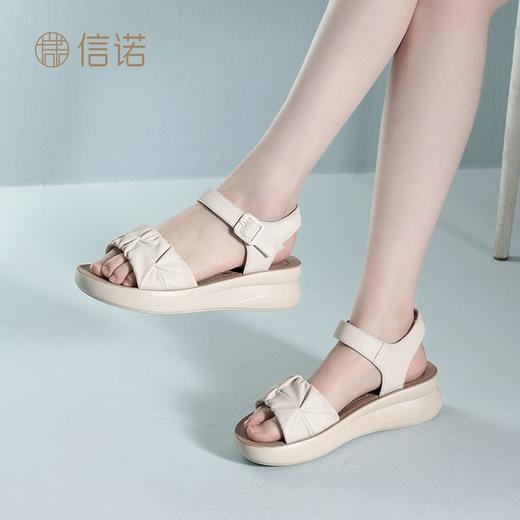 信诺真皮女鞋2025夏季新款软底妈妈鞋中老年舒适轻便凉鞋时尚女凉5L950-32 商品图7
