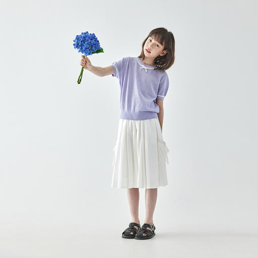 【代发】A字小白裙半身裙 棵初夏季款童装干净清爽简约女童甜美百搭裙子 商品图2