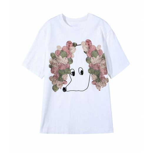 谜底T恤短袖女2025夏新品休闲日常印花宽松H型中长上衣252MT0623 商品图4