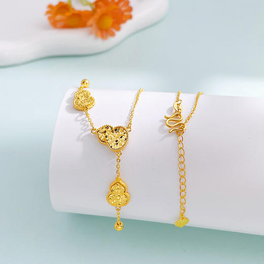 【限时克减150元】足金999 #碎碎冰 #葫芦 5G黄金AB链碎碎冰Y形葫芦福禄连连福佑金流苏调节套链(AG5GTL00488)（预售产品下单后不退款不退货不换货不补差价） 商品图0