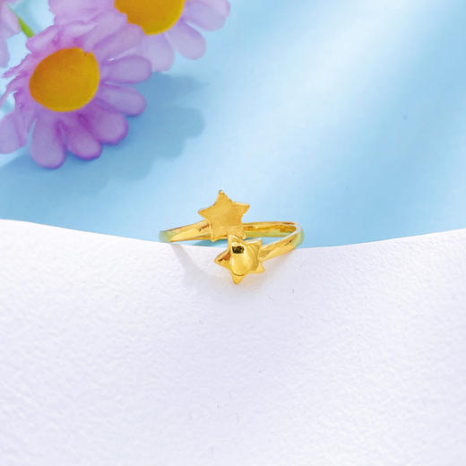 【限时克减150元】足金999 #为你摘星 实心活口戒指许愿小星星错口圈戒(AUQJZ00034)预售产品下单后不退款不退货不换货不补差价 商品图1