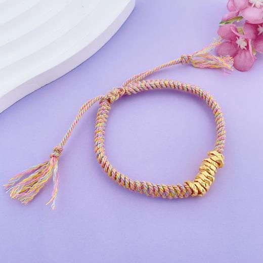 【限时7.5折】【定价黄金】足金 #微硬金 #盘缠 无氰5D硬金藏式跑环碎碎金编织麻绳调节手链成品手串（补手工费可以换新绳子）(AJ5DSC00034)预售产品下单后不退款不退货不换货不补差价 商品图2