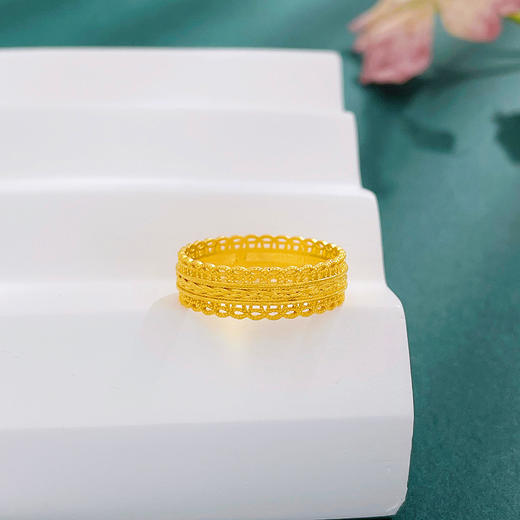 【限时克减150元】足金999 #固口戒指 #招财进宝 5G黄金实心财源广进铜钱造型腰缠万贯古风编织纹金币圈戒(BE5GJZ00211)预售产品下单后不退款不退货不换货不补差价 商品图1