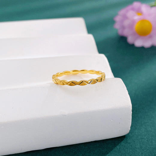 【限时克减150元】足金999 #固口戒指 #CNC 5G黄金实心波浪几何扇形圈戒条戒（面宽约1.5-1.9mm）(BE5GJZ00100)（预售产品下单后不退款不退货不换货不补差价） 商品图1