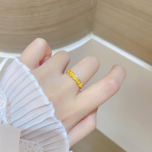 【限时克减150元】足金999 活口戒指镂空公主请发财字牌女戒活口圈戒(AUJZ00011)预售产品下单后不退款不退货不换货不补差价 商品图0