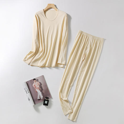 丁摩新款真丝男士内衣套装 桑蚕丝秋衣秋裤套装AL1002 商品图7