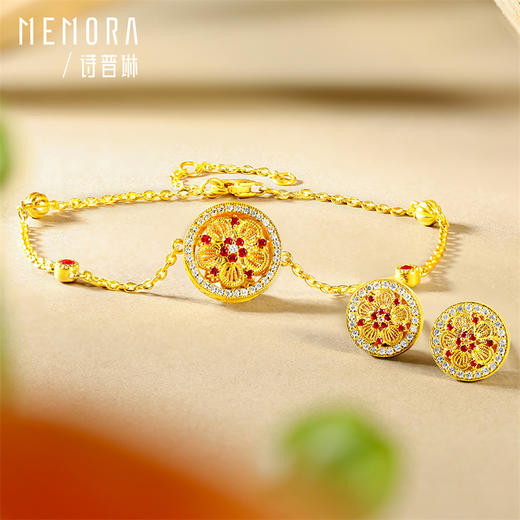 【热卖臻品】芳华-美人如花 勿忘我项链 足金黄金钻石红宝石套链MEMORA诗普琳LN531301 商品图11