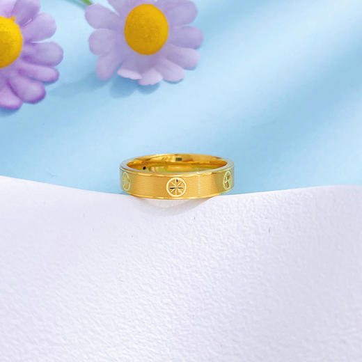 【限时克减150元】足金 3D硬金空心固口CNC螺丝纹戒指圈戒（面宽约3.9-4.3mm）(AR3DJZ00025)（预售产品下单后不退款不退货不换货不补差价 商品图2