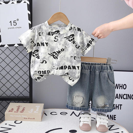 【儿童洋气套装！字母印花点缀】童装儿童短袖套装夏季新款宝宝字母印花洋气男童夏装套装。ry 商品图1