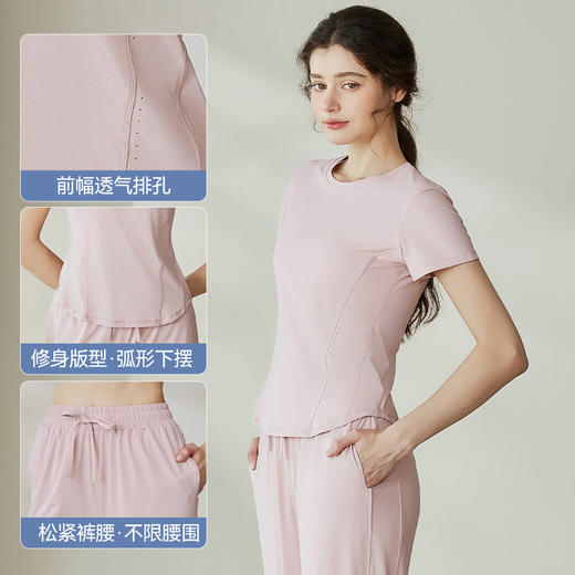 瑜伽套装女2025夏季新款透气冰丝短袖t恤运动户外防紫外线防晒衣 商品图2