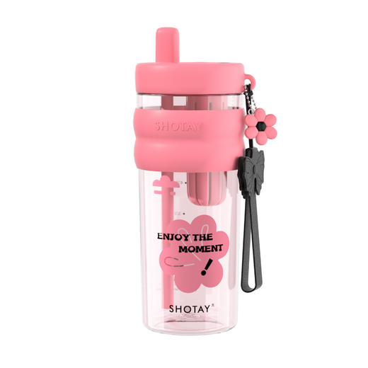 时尚花茶水杯 tritan高颜值夏耐摔耐高温大容量 运动便携吸管杯 商品图6