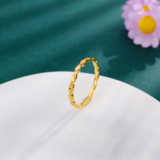 【限时克减150元】足金999 #固口戒指 #CNC 5G黄金实心波浪几何扇形圈戒条戒（面宽约1.5-1.9mm）(BE5GJZ00100)（预售产品下单后不退款不退货不换货不补差价） 商品图0