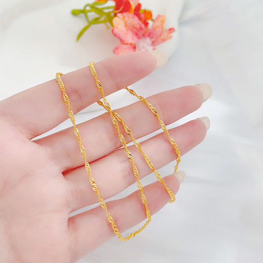 【限时克减150元】足金999 5G黄金实心水波纹侧身链不可调节机织项链（面宽约1.5-1.9mm）(BJ5GXL00088-1)（预售产品下单后不退款不退货不换货不补差价） 商品图2