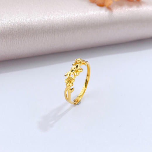 【限时克减150元】足金999 #清新 5G黄金活口迎春花戒指小清新花卉女戒(AG5GJZ00223)预售产品下单后不退款不退货不换货不补差价 商品图0