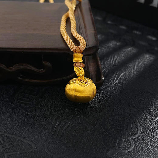 【限时克减150元】足金999 古法空心挂绳国潮传承冰丝金丝绒金柿子吊坠（含配件）(AUQGFDZ00145)（预售产品下单后不退款不退货不换货不补差价） 商品图0