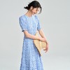25夏季新款蓝白格子气质收腰连衣裙女设计感短袖高个子长裙18280 商品缩略图2