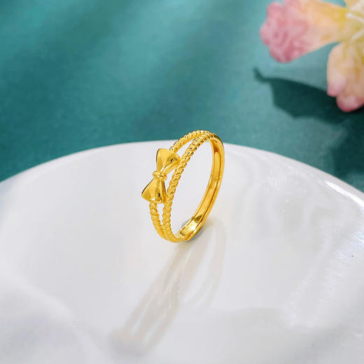 【限时克减150元】足金999 #520快乐 #在逃公主 5G黄金实心活口戒指蝴蝶结戒指女戒(AN5GJZ00056)预售产品下单后不退款不退货不换货不补差价 商品图0