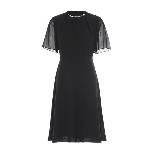 EITIE爱特爱飞飞袖优雅气质收腰轻奢黑色连衣裙夏季新款B2507620 商品图5