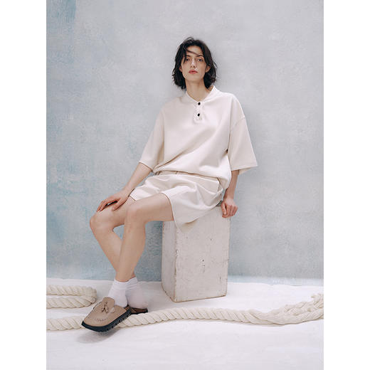 UMILAB【晨曦】柔软透气空气层松弛廓形短袖/松紧腰短裤套装E222M 商品图3