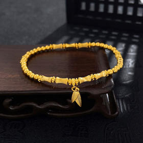 【限时克减150元】足金999 #平安  古法空心国潮传承节节高升冰丝金丝绒竹节手串平安雅竹弹力绳手串(AUQGFSC00080)预售产品下单后不退款不退货不换货不补差价