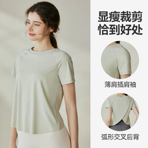 UPF50+冰感防晒t恤女夏季新款透气健身开叉速干防紫外线短袖上衣 商品图2