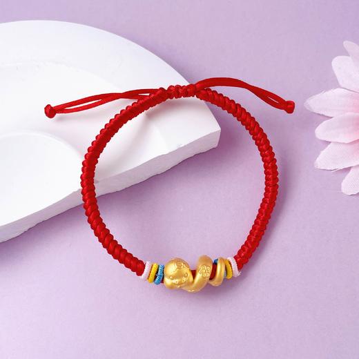 【限时7.5折】【定价黄金】足金 #蛇年新品 #生肖 3D硬金蛇年生肖手串卷卷蛇小花金蛇灵蛇编织绳调节成品手串（成人佩戴）(AA3DSC00559)预售产品下单后不退款不退货不换货不补差价 商品图2