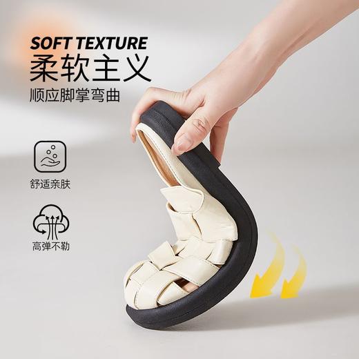 ZHR则则平底镂空凉鞋多巴胺罗马编织拖鞋205新款轻便旅游户外半拖 商品图3