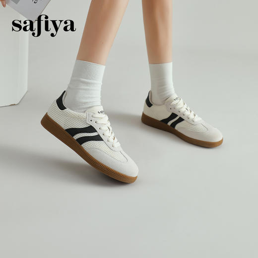 预售7天|Safiya/索菲娅2025复古学院风网面透气拼色休闲系带德训鞋SFD1112055 商品图0