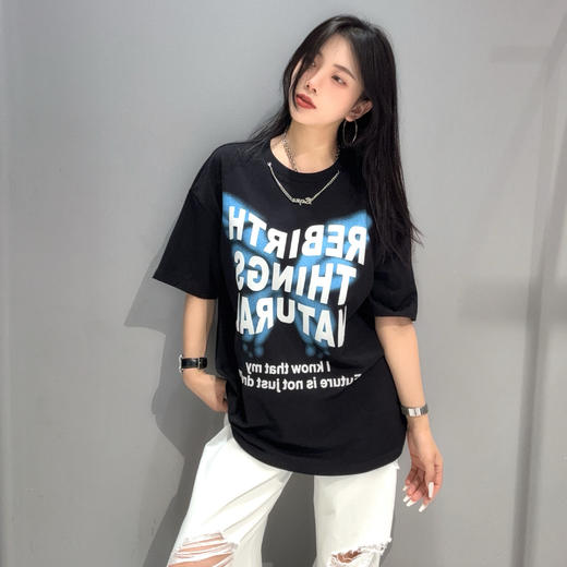 NC圆领字母蝴蝶印花短袖T恤（黑）夏季252130030321 商品图3