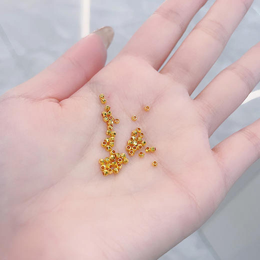 【限时7.5折】【定价黄金】足金999 （无成色字印)5G黄金蹦迪珠手串配件转运珠散珠Diy手串配件/50粒（珠约1.9-2.3mm）(AK5GSC00037)预售产品下单后不退款不退货不换货不补差价 商品图2