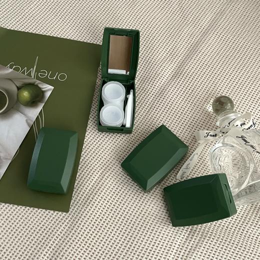 绿色森系便携芥末绿带镜盒 商品图3