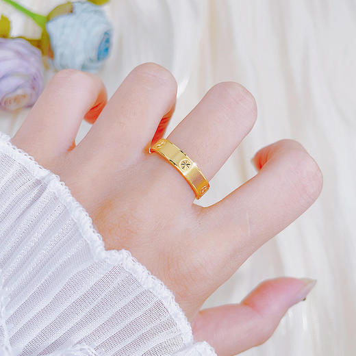 【限时克减150元】足金 3D硬金空心固口CNC螺丝纹戒指圈戒（面宽约3.9-4.3mm）(AR3DJZ00025)（预售产品下单后不退款不退货不换货不补差价 商品图0