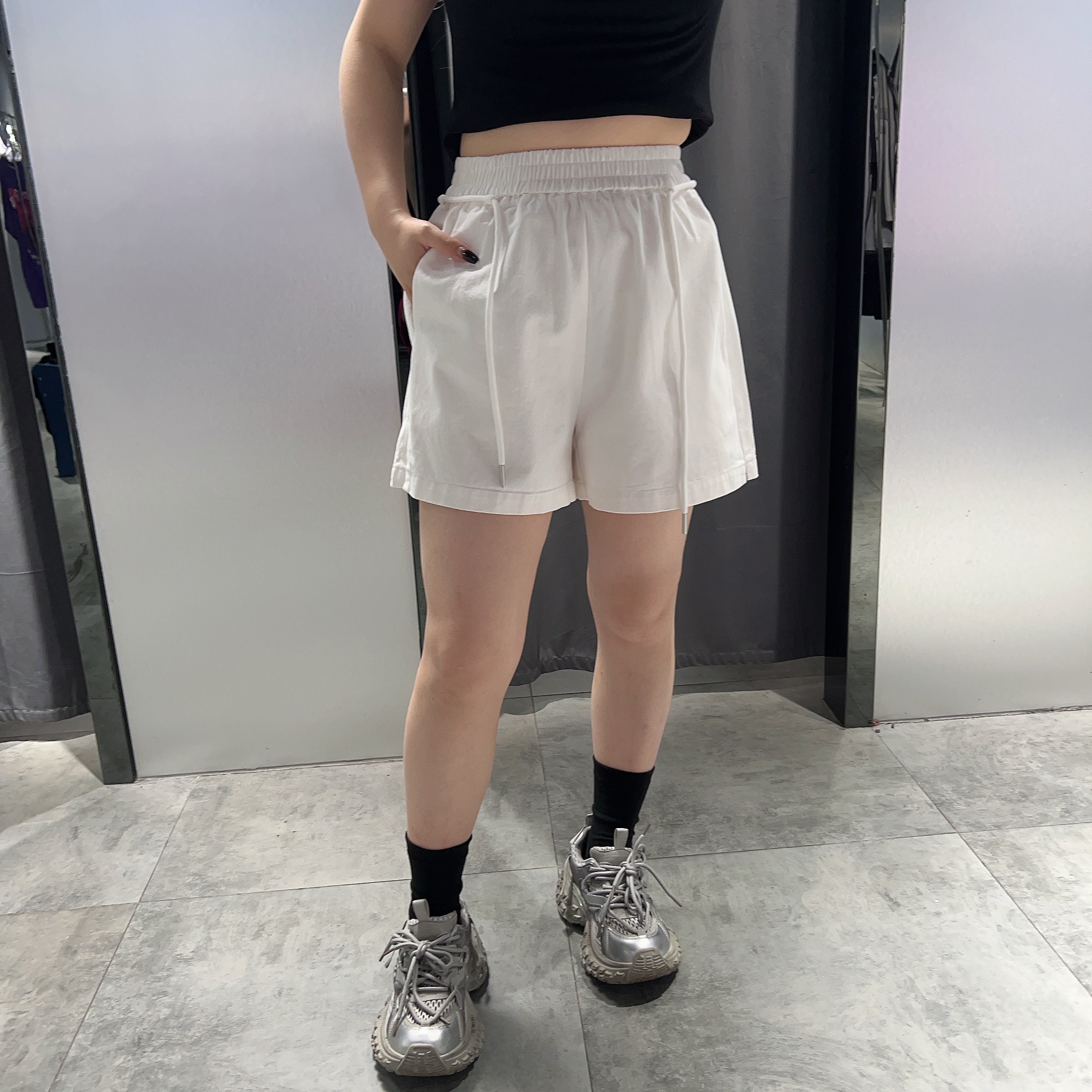 MZ全松紧腰净版短裤（黑白）夏季952010310321