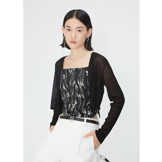 NEELLY纳俪商场同款夏季新款印花针织拼接吊带开衫女时尚显瘦上衣N25044R04566 商品图1