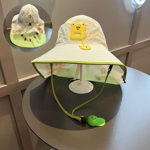 大帽檐儿童防晒帽 夏季宝宝帽子遮阳帽 男童女童渔夫帽太阳帽披肩帽 商品图1