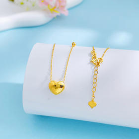 【限时克减150元】足金999 #怦然心动 5G黄金空心鱼鳞爱心心形调节套链(AG5GTL00525)（预售产品下单后不退款不退货不换货不补差价）