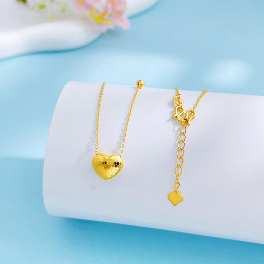 【限时克减150元】足金999 #怦然心动 5G黄金空心鱼鳞爱心心形调节套链(AG5GTL00525)（预售产品下单后不退款不退货不换货不补差价） 商品图0