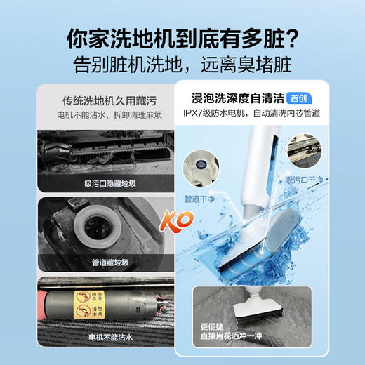 海尔家用洗地机A3S高温70°热风烘干180°平躺防缠绕智能吸拖一体自动清洁洗扫地拖地机除菌手持吸尘器 A3S（典雅钢琴烤漆灰版） 商品图4