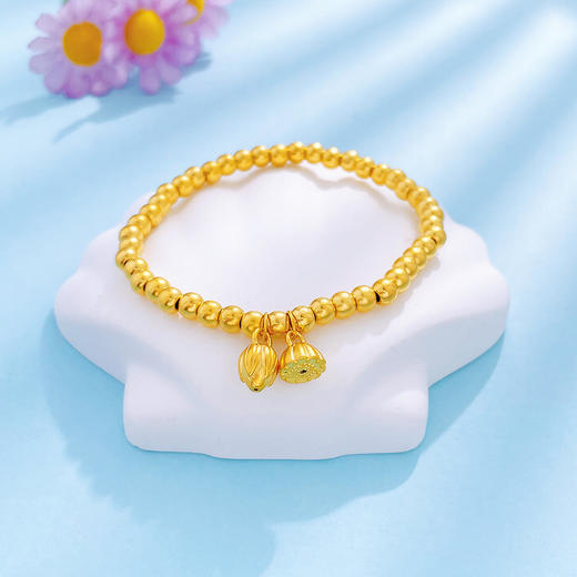 【限时克减150元】足金 #两世欢 #电商超轻 无氰5D硬金两世欢圆珠手链好事莲莲莲蓬莲花间转运金珠弹力绳手串(V5DSC00008)预售产品下单后不退款不退货不换货不补差价 商品图1