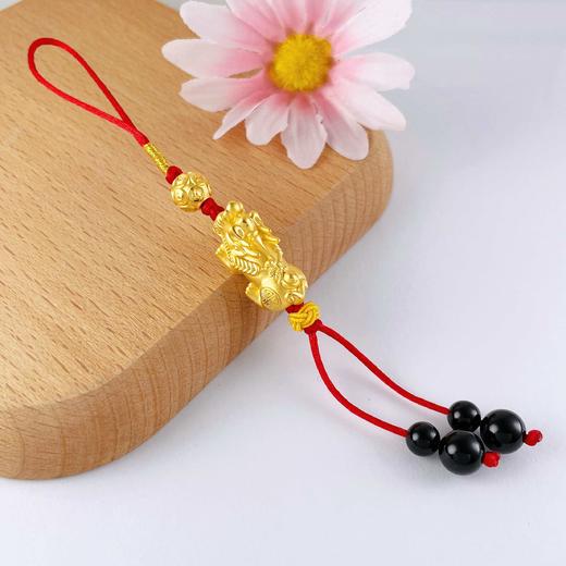 【限时克减150元】足金 3D硬金挂绳空心铜钱造型转运珠貔貅玛瑙流苏手机挂件钥匙扣(AA3DGJ00002)（预售产品下单后不退款不退货不换货不补差（预售产品下单后不退款不退货不换货不补差 商品图2