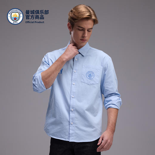 【官方正版】曼城俱乐部 | 春夏新款长袖衬衫蓝色休闲简约百搭 商品图4
