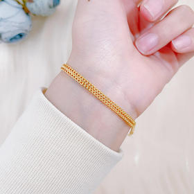 【限时克减150元】足金999 5G黄金孖龙骨可调节手链编织纹机织手链（面宽约3.1-3.5mm）(BJ5GSL00028)（预售产品下单后不退款不退货不换货不补差价）