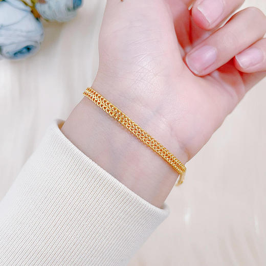 【限时克减150元】足金999 5G黄金孖龙骨可调节手链编织纹机织手链（面宽约3.1-3.5mm）(BJ5GSL00028)（预售产品下单后不退款不退货不换货不补差价） 商品图0