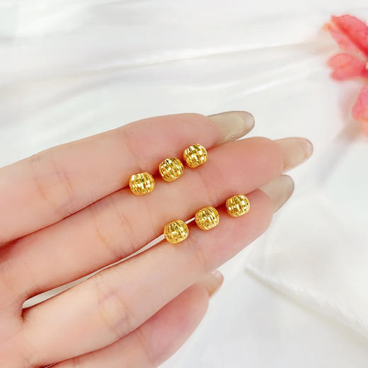 【限时7.5折】【定价黄金】足金 （无字印） 3D空心南瓜圆珠转运珠手串配件Diy手串配件/6件（珠约5.7-6.1mm）(V3DSC00494)（预售产品下单后不退款不退货不换货不补差 商品图3