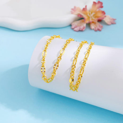 【限时克减150元】足金999 5G黄金环环相扣艺术项链O字链不可调节机织项链（面宽约3.5-3.9mm）(BJ5GXL00092)（预售产品下单后不退款不退货不换货不补差价） 商品图0