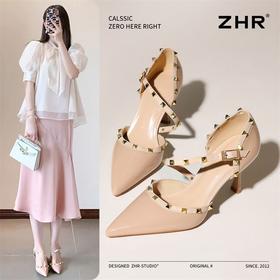 ZHR则则镜面细跟单鞋女2025新款高级百搭女鞋舒适显高精致高跟鞋