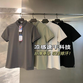 冷感速干科技！2025速干夏季吸湿排汗自带凉感净色短袖POLO衫男款