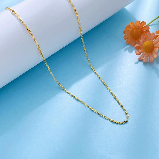 【限时克减150元】足金999 5G黄金杨桃链闪十字链间款不可调节机织项链（面宽约0.9-1.3mm）(BJ5GXL00029)（预售产品下单后不退款不退货不换货不补差价） 商品图1